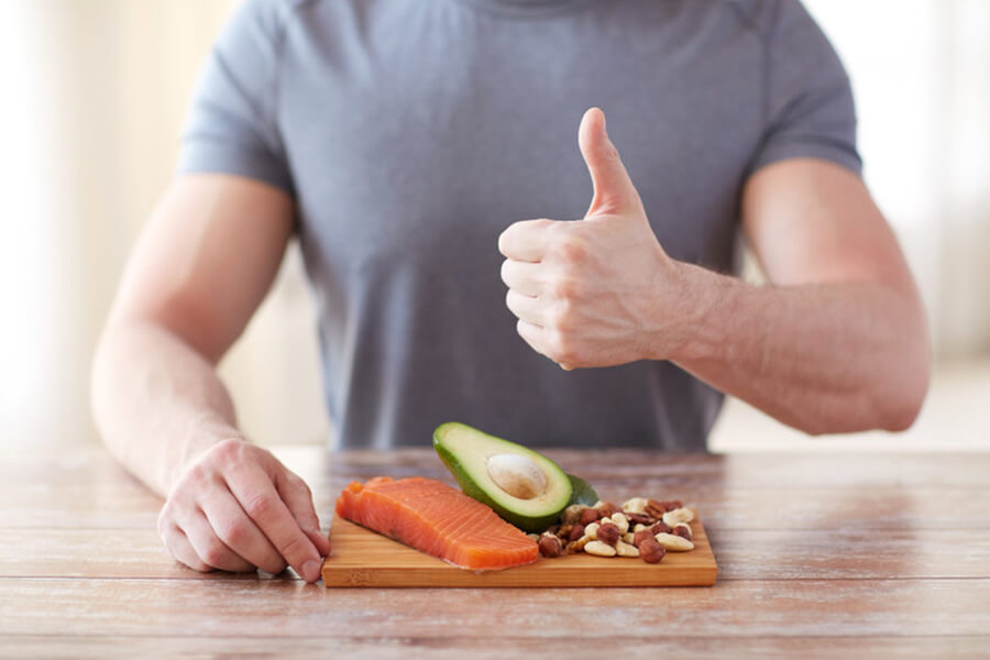 Male thumbs up food